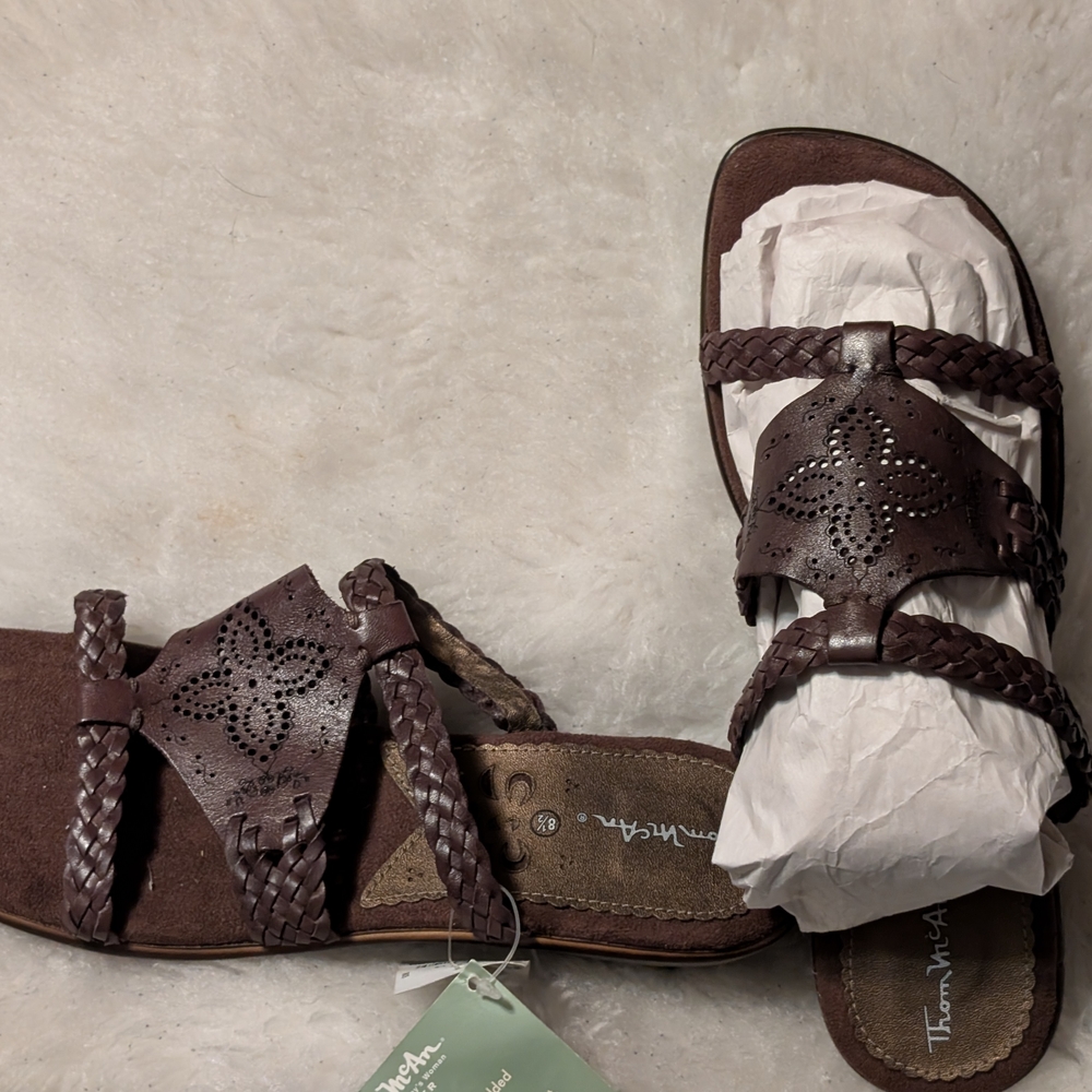 Thom McAn Brown Braided Sandals